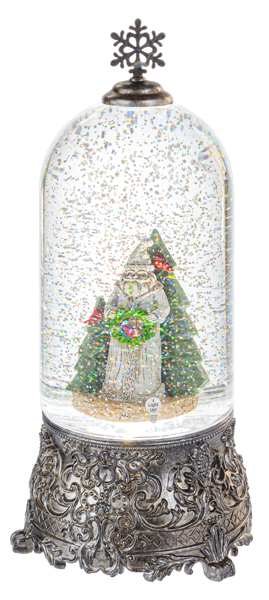 LED Light Up Shimmer Wood Carved Santa in Cloche