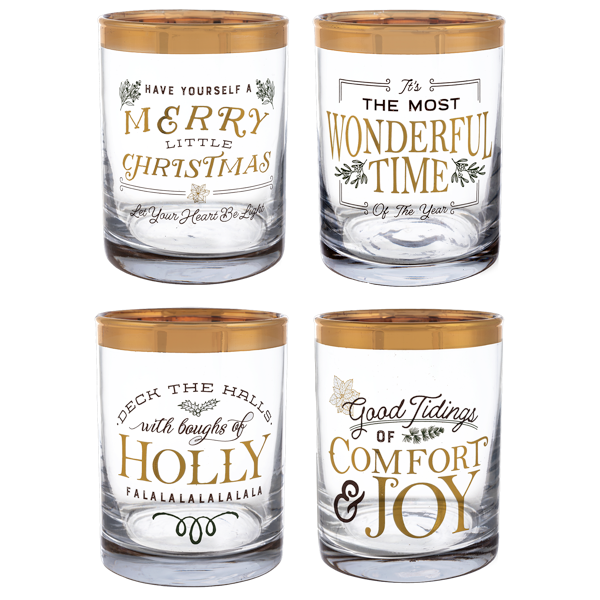 Holiday Messages Low Ball Glass