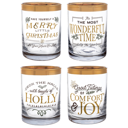 Holiday Messages Low Ball Glass
