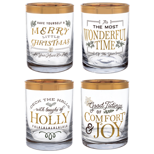 Holiday Messages Low Ball Glass