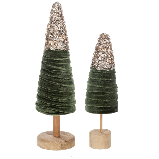 Glitter Velvet Green Trees