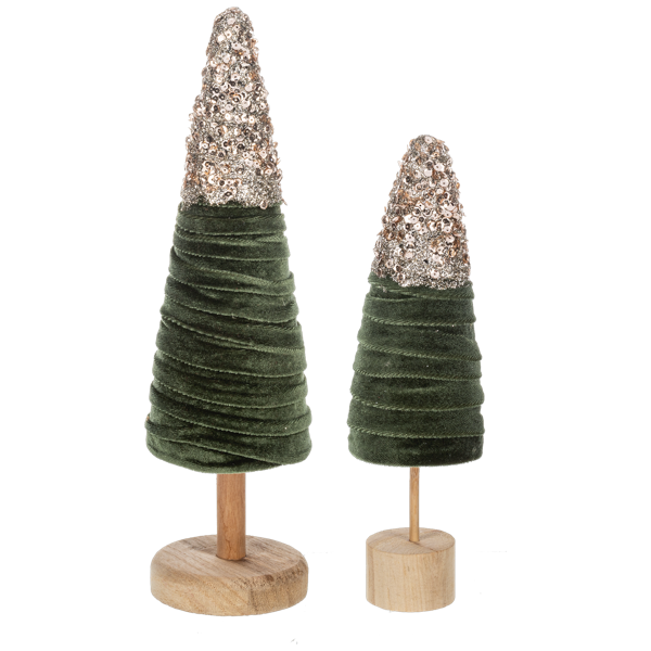 Glitter Velvet Green Trees