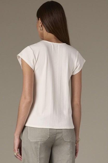 Cap Sleeve V-neck w/Lace