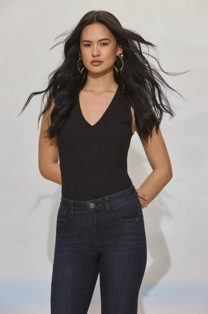 Sleeveless Rounded V-Neck Knit Tank