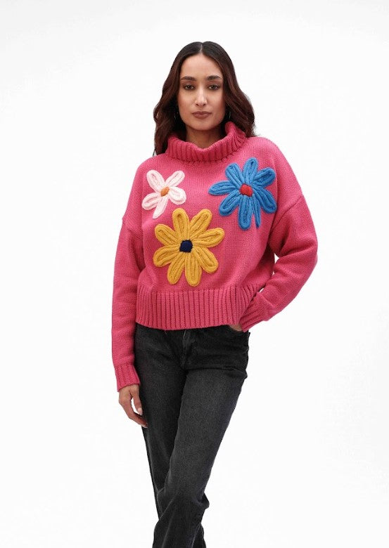 Flower Turtleneck Sweater SALE