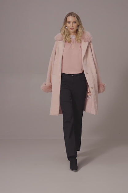 Feather Yarn and Faux Fur Sweater Coat 243923F25 SALE
