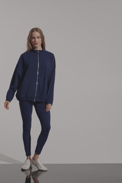 Stretch Nylon Boxy Mock Neck Outdoor Jacket 261647