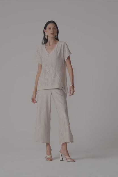 Pleated Satin Pull-On Culotte Pants 261161