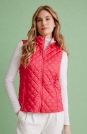 Ladies Packable Diamond Quilted Vest with Removable Hood