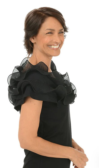 Off Shoulder Pleated Ruffle Neck Top SALE
