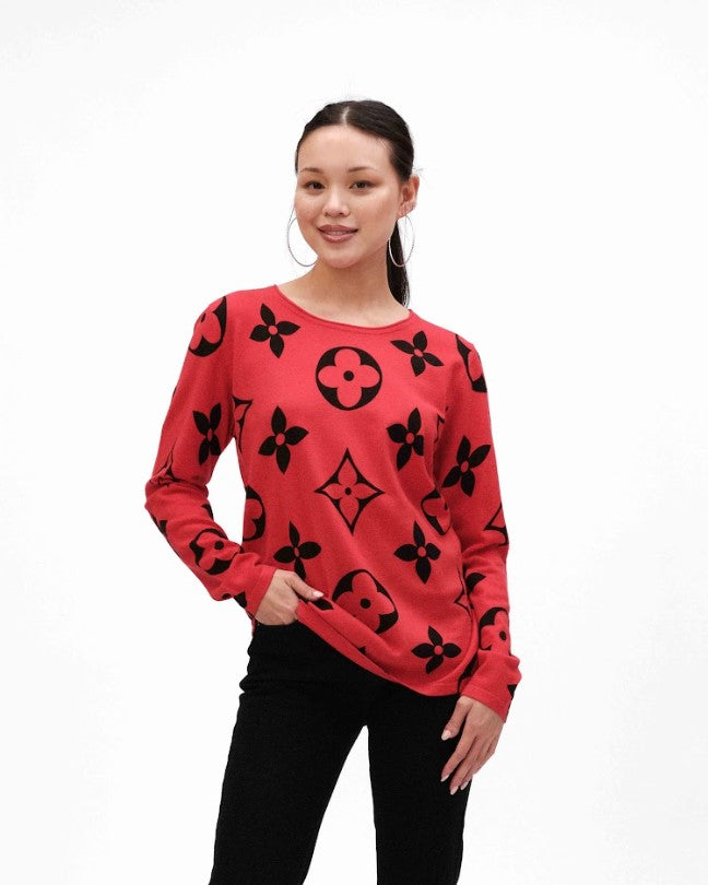 Red Knit Long Sleeve Top SALE