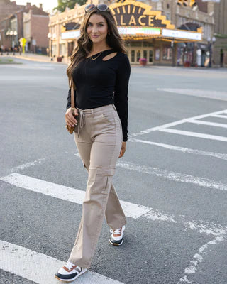 sueded twill cargo pants