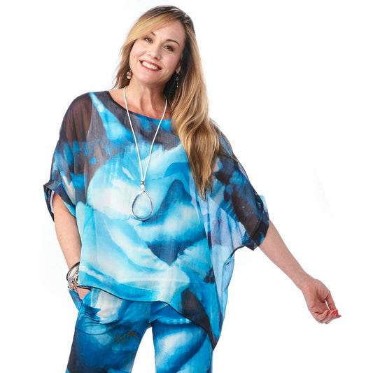 Chiffon Lined Overlay Top 4535