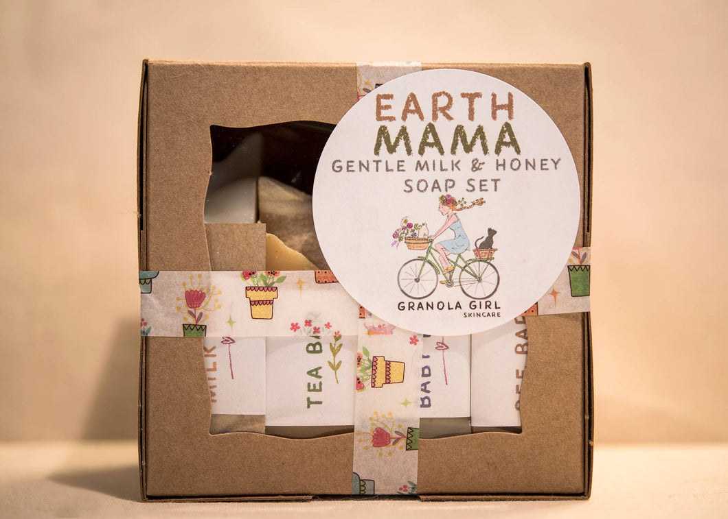 Granola Girl Skincare - Earth Mama Soap Set- Gentle milk, honey and tea bars