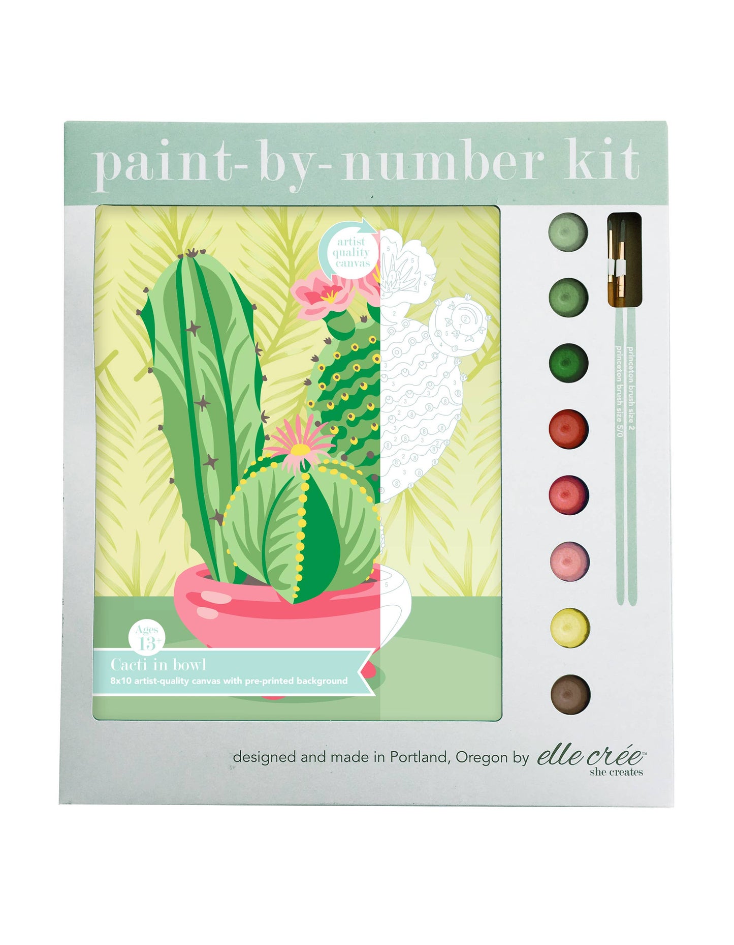 elle crée (she creates) - Cacti in Bowl Paint-by-Number Kit