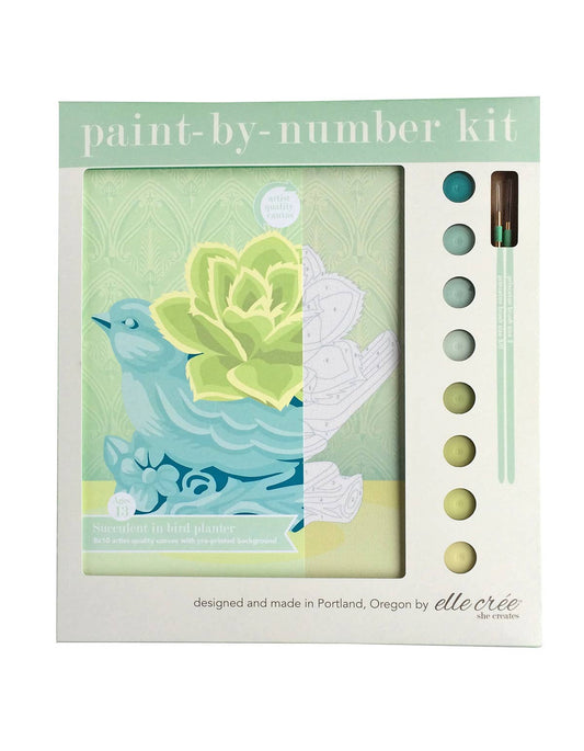 elle crée (she creates) - Succulent in Bird Planter Paint-by-Number Kit