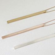 Long Adjustable Necklace with Brushed Stick Pendant