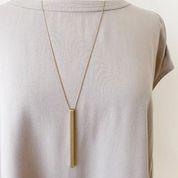 Long Adjustable Necklace with Brushed Stick Pendant