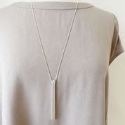 Long Adjustable Necklace with Brushed Stick Pendant