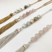 Necklace with Natural Stones and Multi Chain Tassel