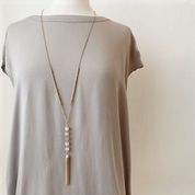 Necklace with Natural Stones and Multi Chain Tassel