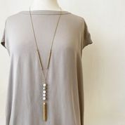 Necklace with Natural Stones and Multi Chain Tassel