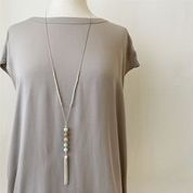 Necklace with Natural Stones and Multi Chain Tassel