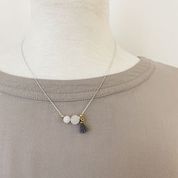 Delicate Necklace with Natural Stones and Mini Tassel