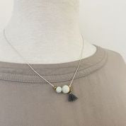 Delicate Necklace with Natural Stones and Mini Tassel
