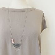 Adj. Necklace in Worn Finish with Natural Stones