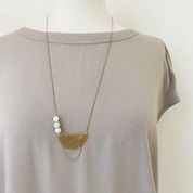 Adj. Necklace in Worn Finish with Natural Stones