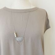 Adj. Necklace in Worn Finish with Natural Stones