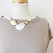 Short Necklace on Snake Chain with Scratch Metal Pebbles