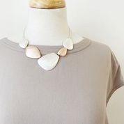 Short Necklace on Snake Chain with Scratch Metal Pebbles