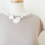 Short Necklace on Snake Chain with Scratch Metal Pebbles