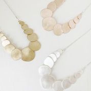 Short Necklace with Scratch Metal Layered Pebbles