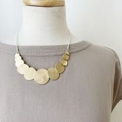 Short Necklace with Scratch Metal Layered Pebbles