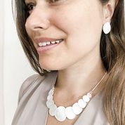 Short Necklace with Scratch Metal Layered Pebbles