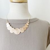 Short Necklace with Scratch Metal Layered Pebbles