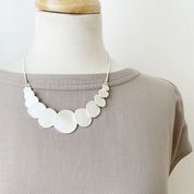 Short Necklace with Scratch Metal Layered Pebbles