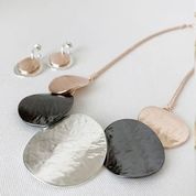 Necklace with Textured Metal on Snake Chain