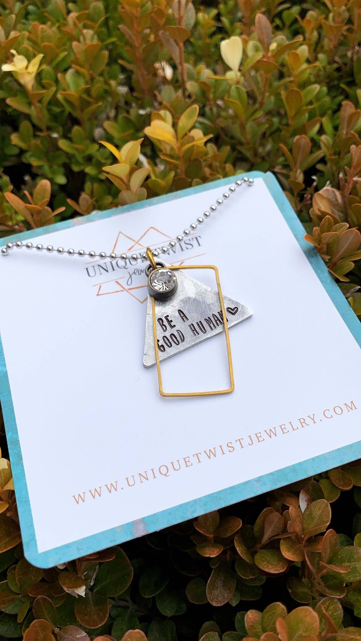 Unique Twist Jewelry - Be A Good Human Charm Necklace