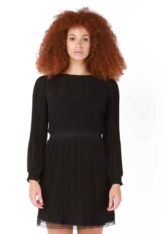Pleated Dress with Lace Detail  FATE