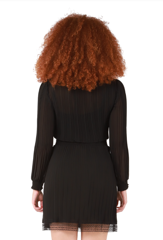 Pleated Dress with Lace Detail