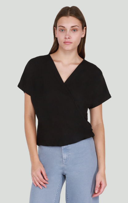 Wrap Front Ribbed Top
