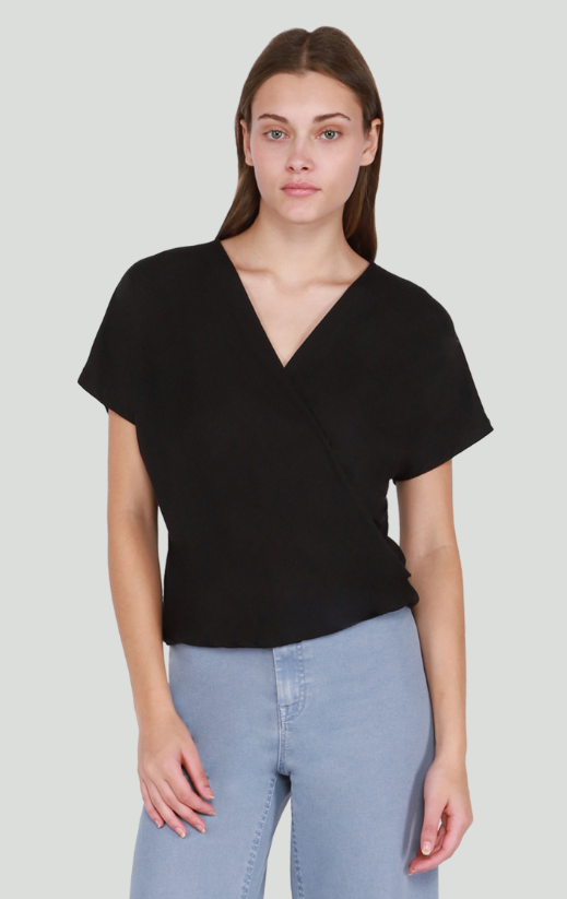Wrap Front Ribbed Top