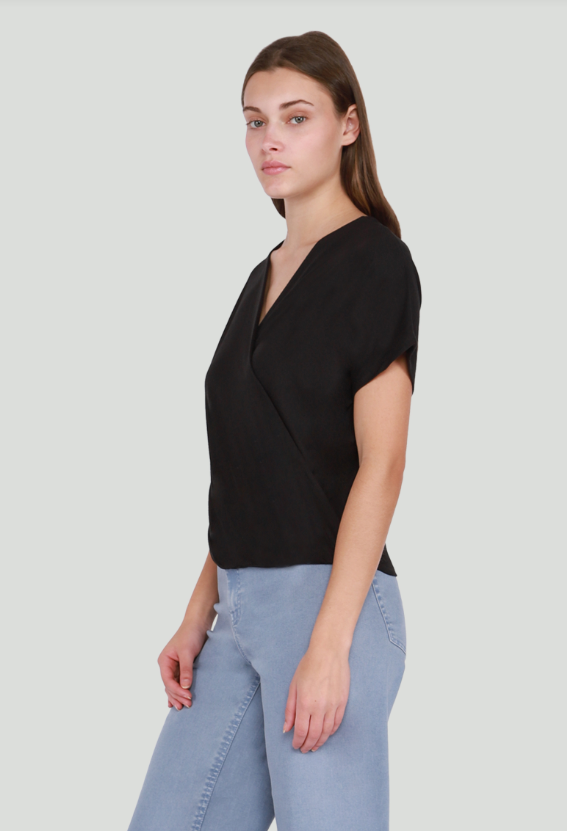Wrap Front Ribbed Top