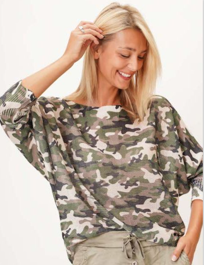 Camo top print sweater