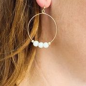 Beaded Hoops with Natural Stones