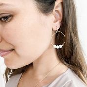 Beaded Hoops with Natural Stones